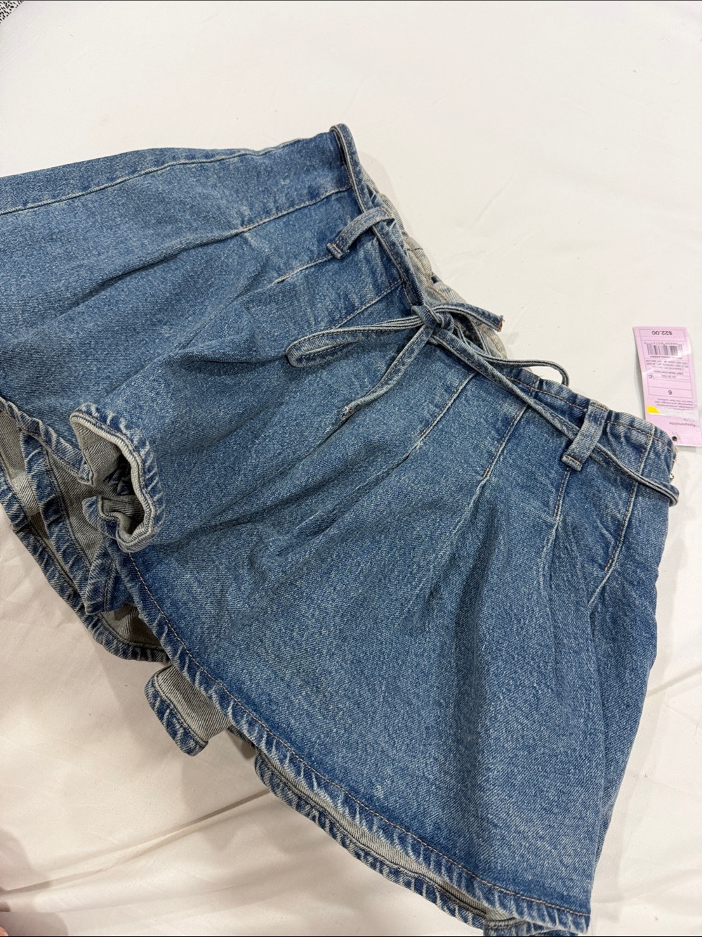 wild fable Light Blue Paperbag Tie-Front Denim Shorts